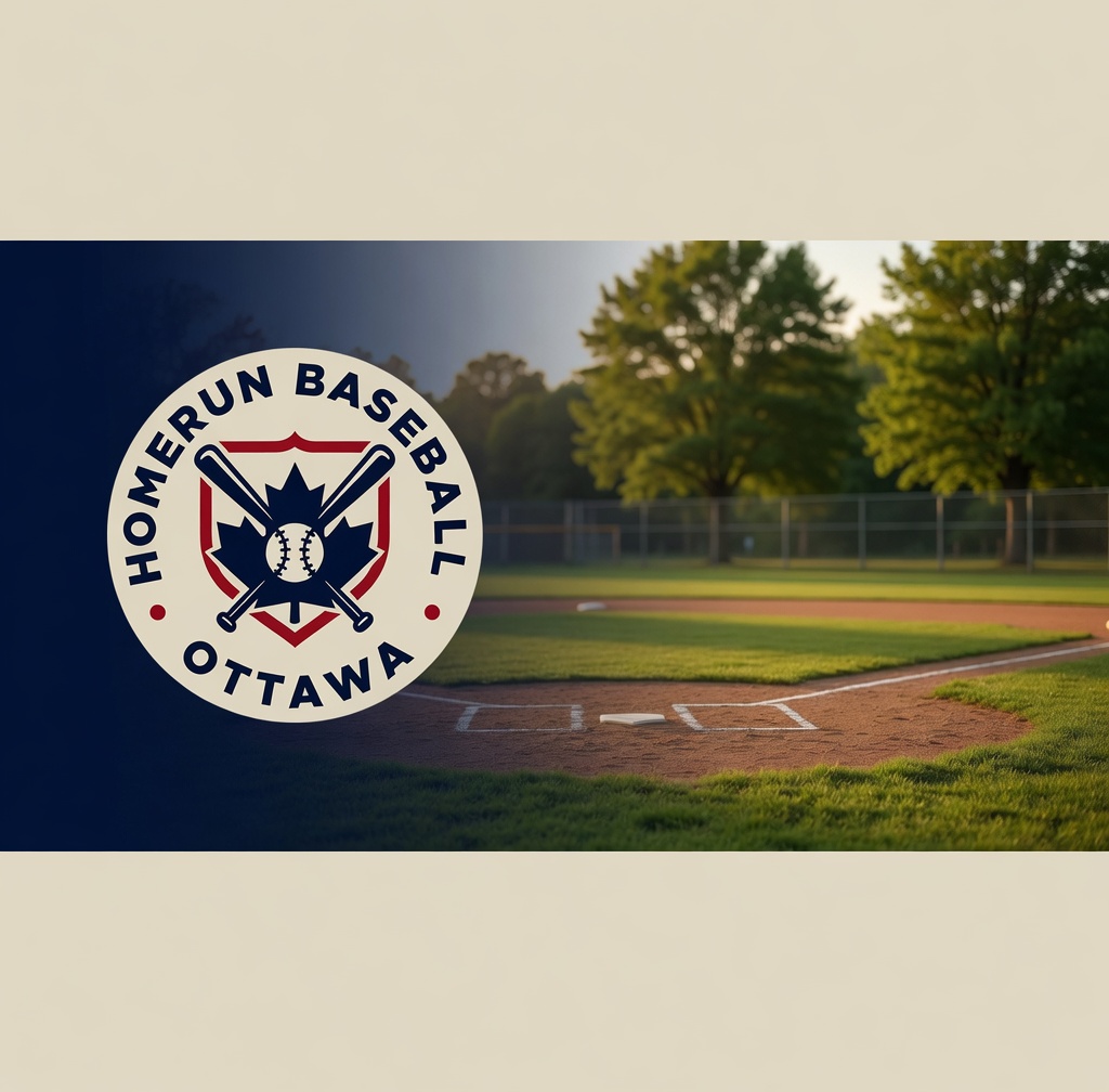 Homerun Baseball Ottawa brand banner over a baseball diamond